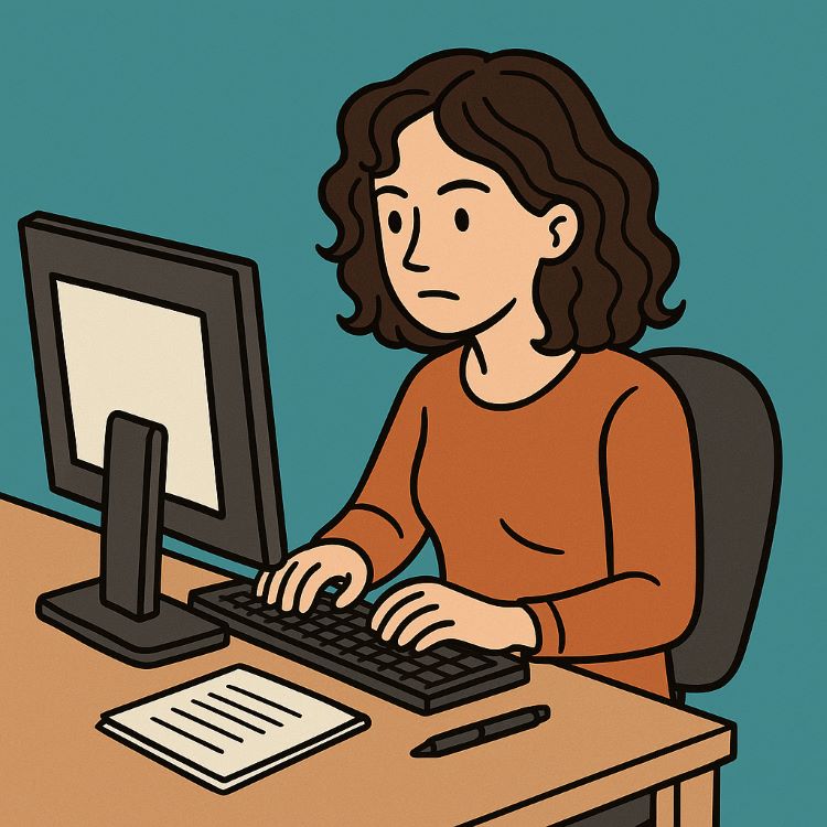 schreiben Frau schreibt auf Computer